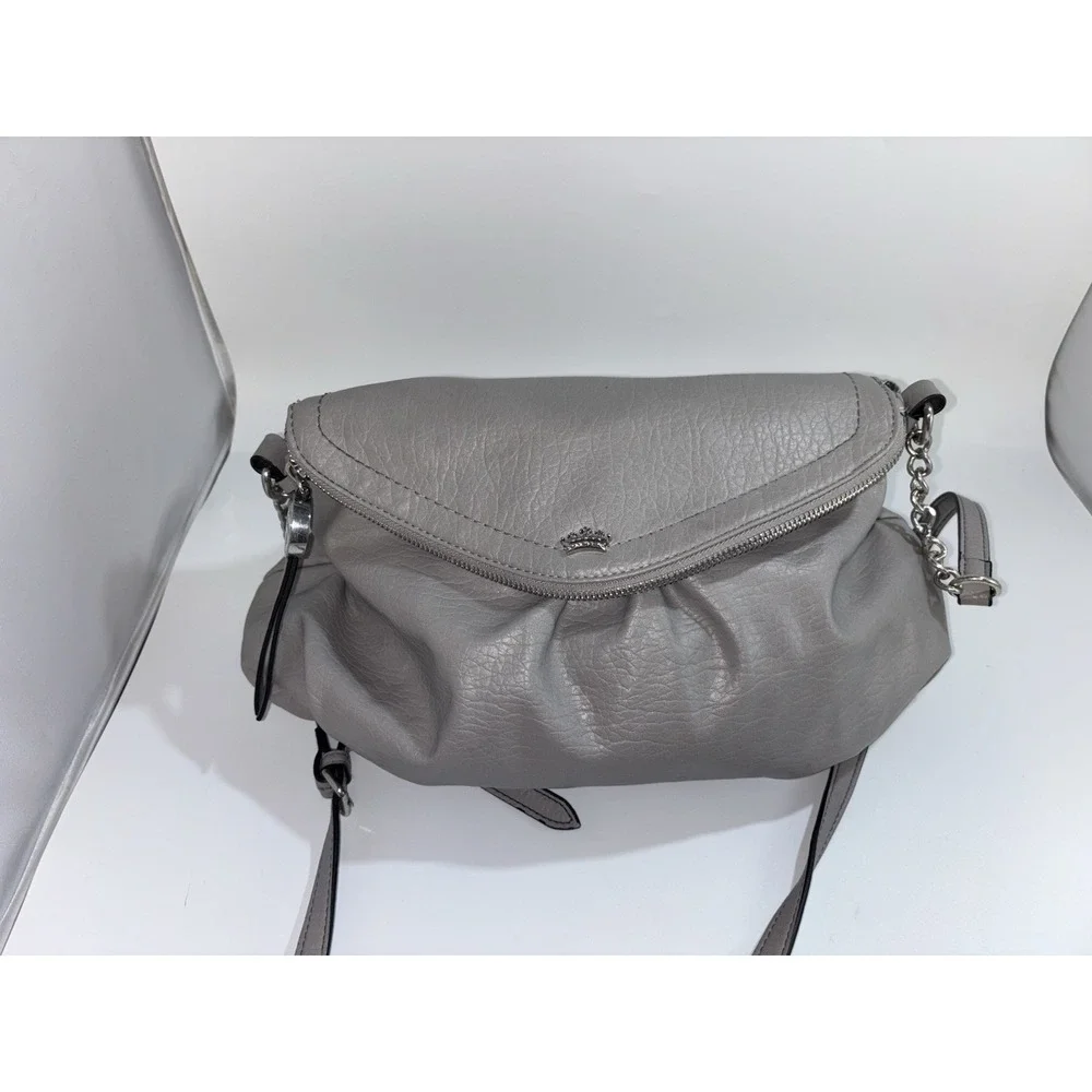 Vintage Juicy Couture Y2K Gray Leather Silver Hardware Keys Hobo Bag Purse